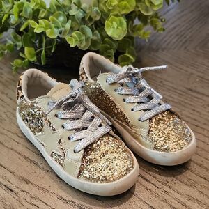 Gold Glitter Leopard Sneakers Size 10